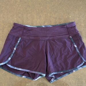 Lululemon speed up short. Low rise. 4” inseam. Purple color.